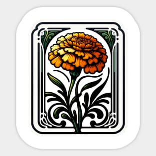 art nouveau marigold october Birth Month Flower Sticker